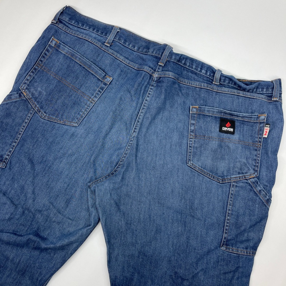 Crude FR Mens Flame Resistant Carpenter‎ Jeans Blue 50x26 CAT 2 Workwear Denim